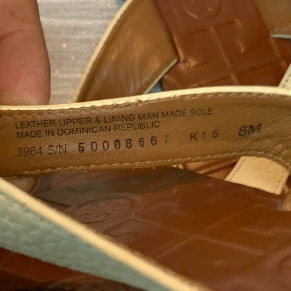 Tory Burch Cream and Brown Sandals with gold towns women’s size 8 - Picture 6 of 7